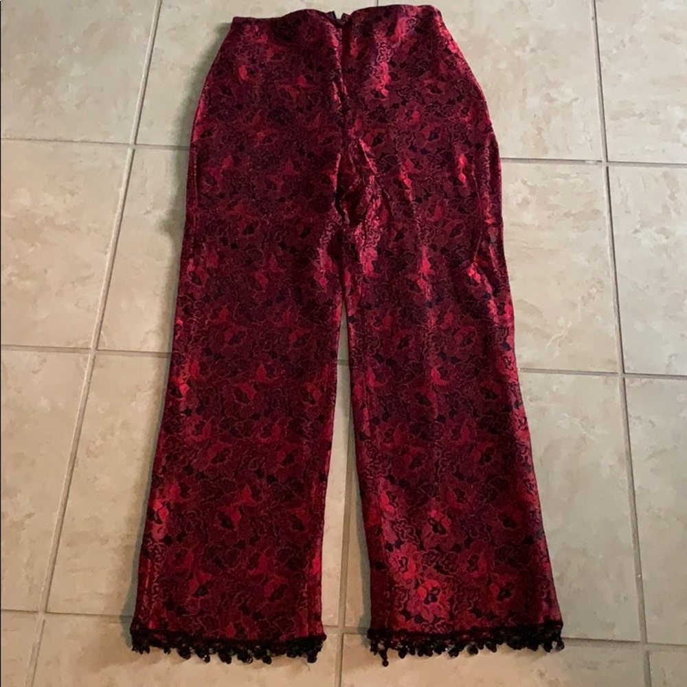 Red and black lace pants